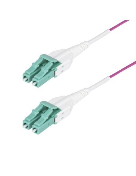 Cable de Fibra Óptica Multimodo OM4 LC a LC UPC de 15m - 50/125µm - 40G/100G - Violeta Érica - LOMMF/VCSE - Cable Uniboot de Fib